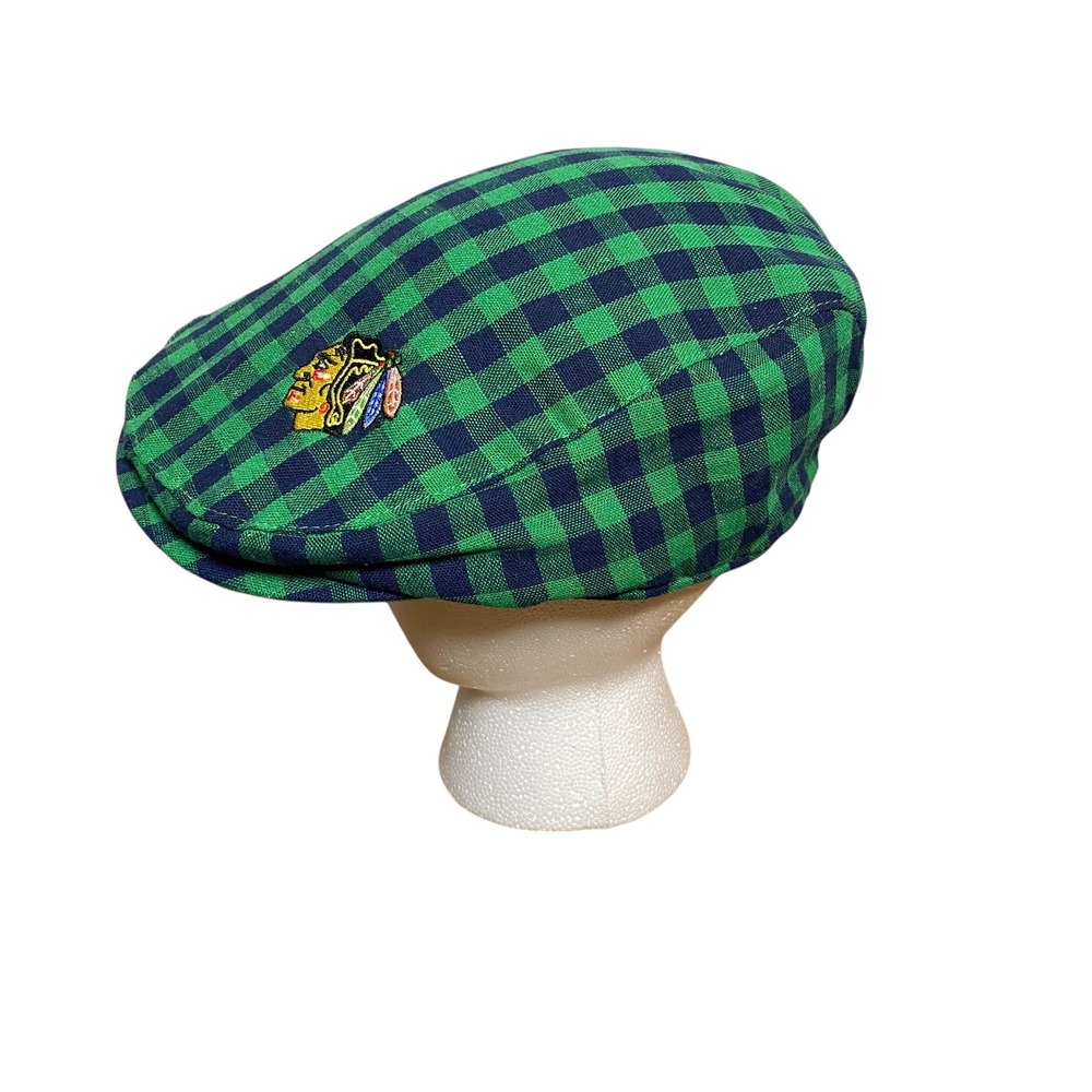 Kick 10 Chicago Blackhawks Sports Hat Cap‎ Green Blue Plaid Newsies Page Boy